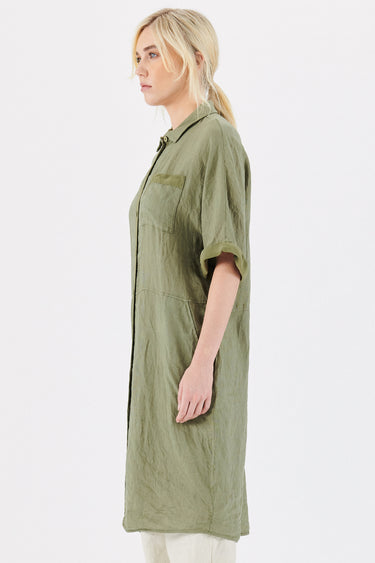 Linen Shirtdress E143 Green-Dress-Transit par Such-Debs Boutique